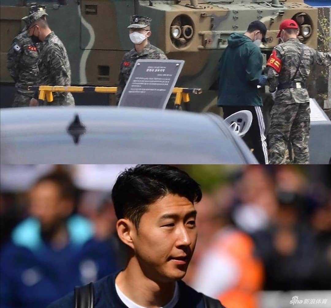 训练场上，孙兴慜手持步枪正在进行瞄准练习，神情专注而认真