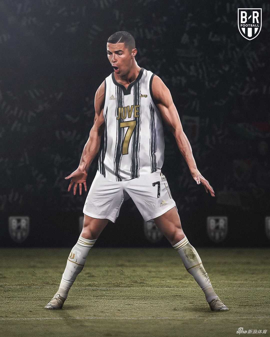 C罗与梅西身穿各自球队风格的NBA背心，在想象中激烈对抗，足球与篮球的巨星符号在这一刻奇妙融合。