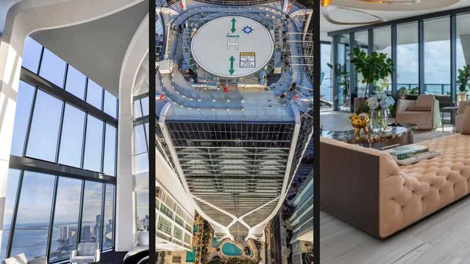 贝克汉姆的迈阿密顶层公寓内，宽敞明亮的客厅与极具设计感的家具相得益彰，落地窗外是波光粼粼的城市天际线，仿佛将整个迈阿密的繁华尽收眼底。